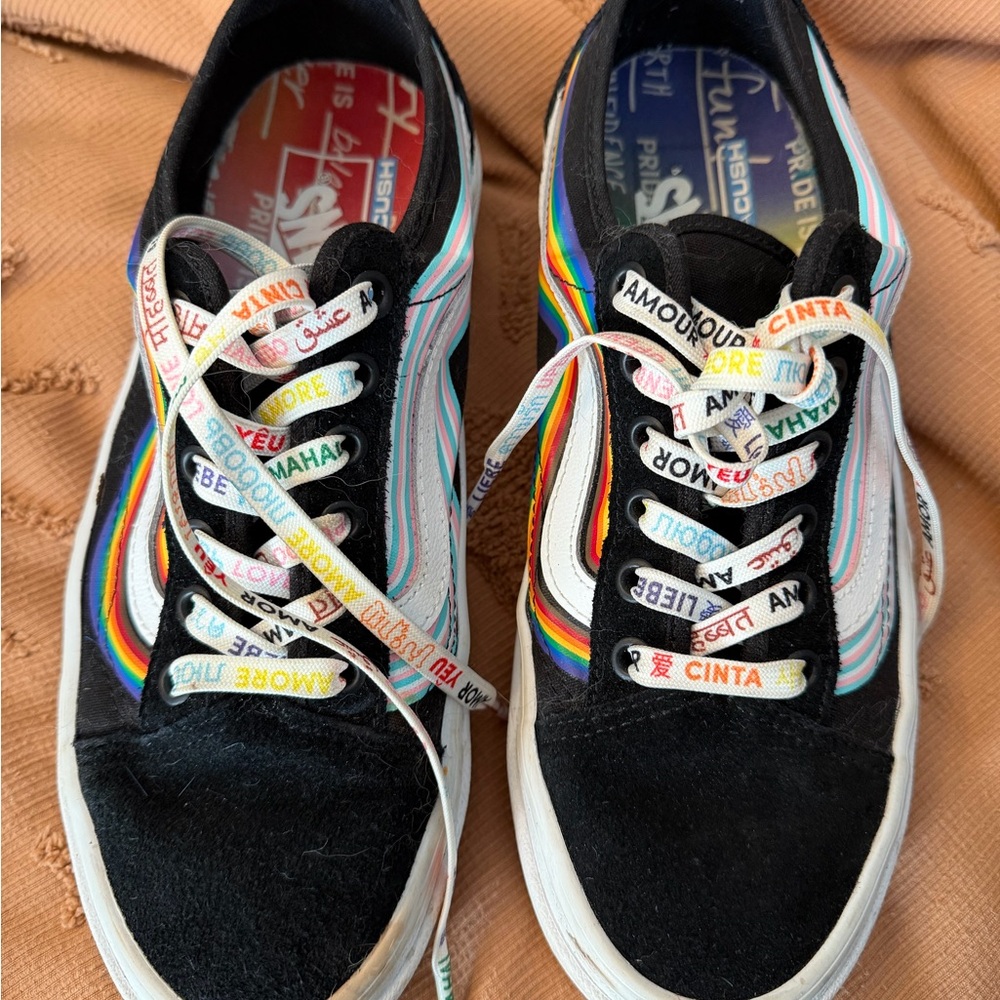 Vans Black Sneakers with Rainbow Accents